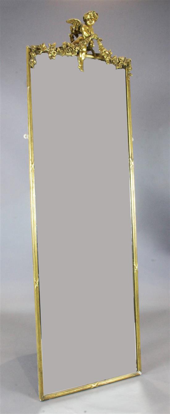 A French giltwood and gesso pier glass c.1900, W.2ft 1in. H.6ft 9in.